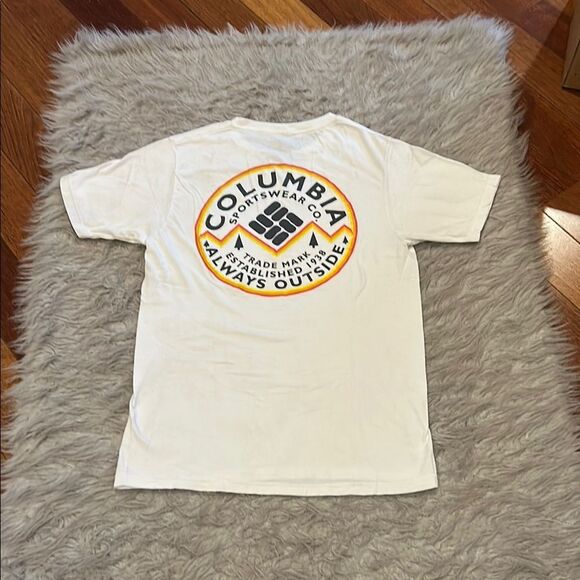 Columbia Men’s White, Orange‎ And Black Logo Cotton Short Sleeve Tee - Picture 4 of 4